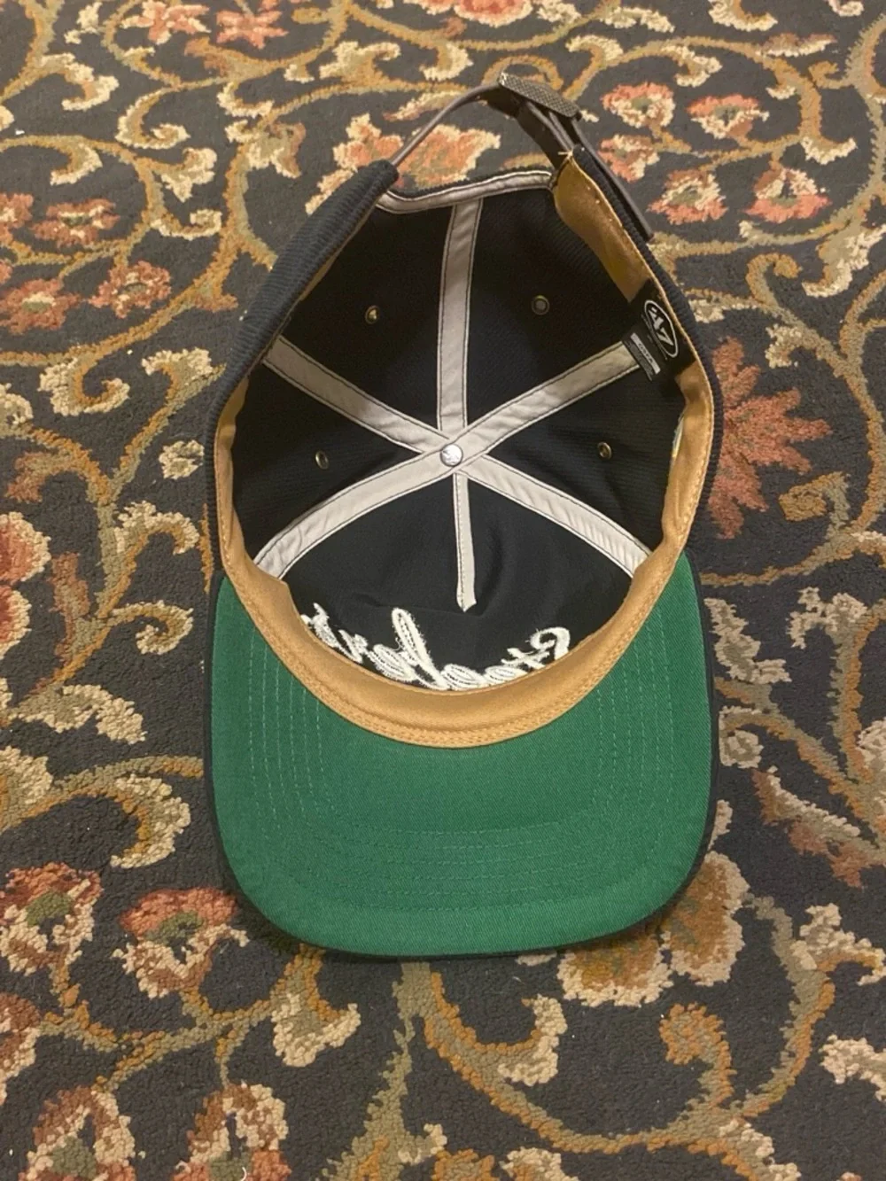 '47 Black and Tan Leather-Trim Baseball Cap
